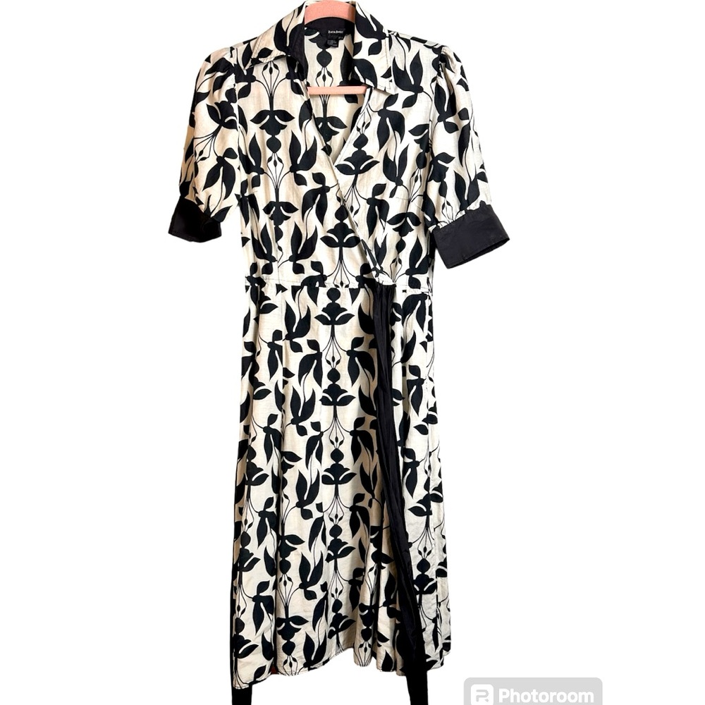 Zara silk cotton floral maxi dress, Large, with wrap around belt. Feminine Chic